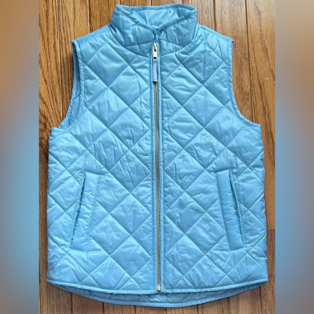 Crewcuts Light Blue Quilted Zip Up Vest Girls size small (6/7)